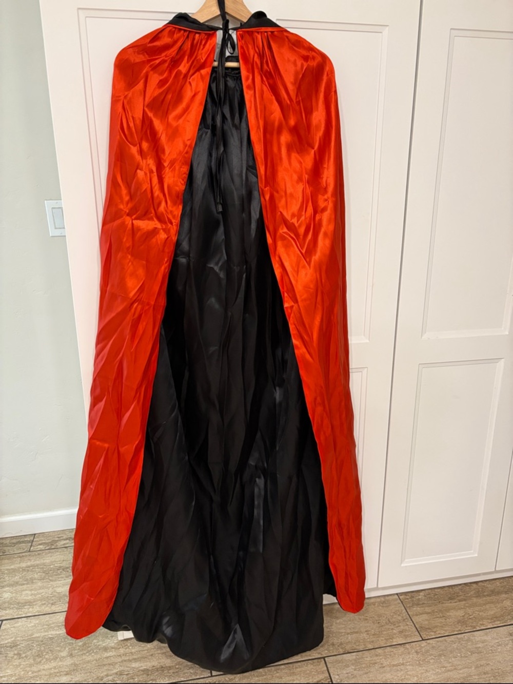 Reversible Red and Black Satin Cloak Cape